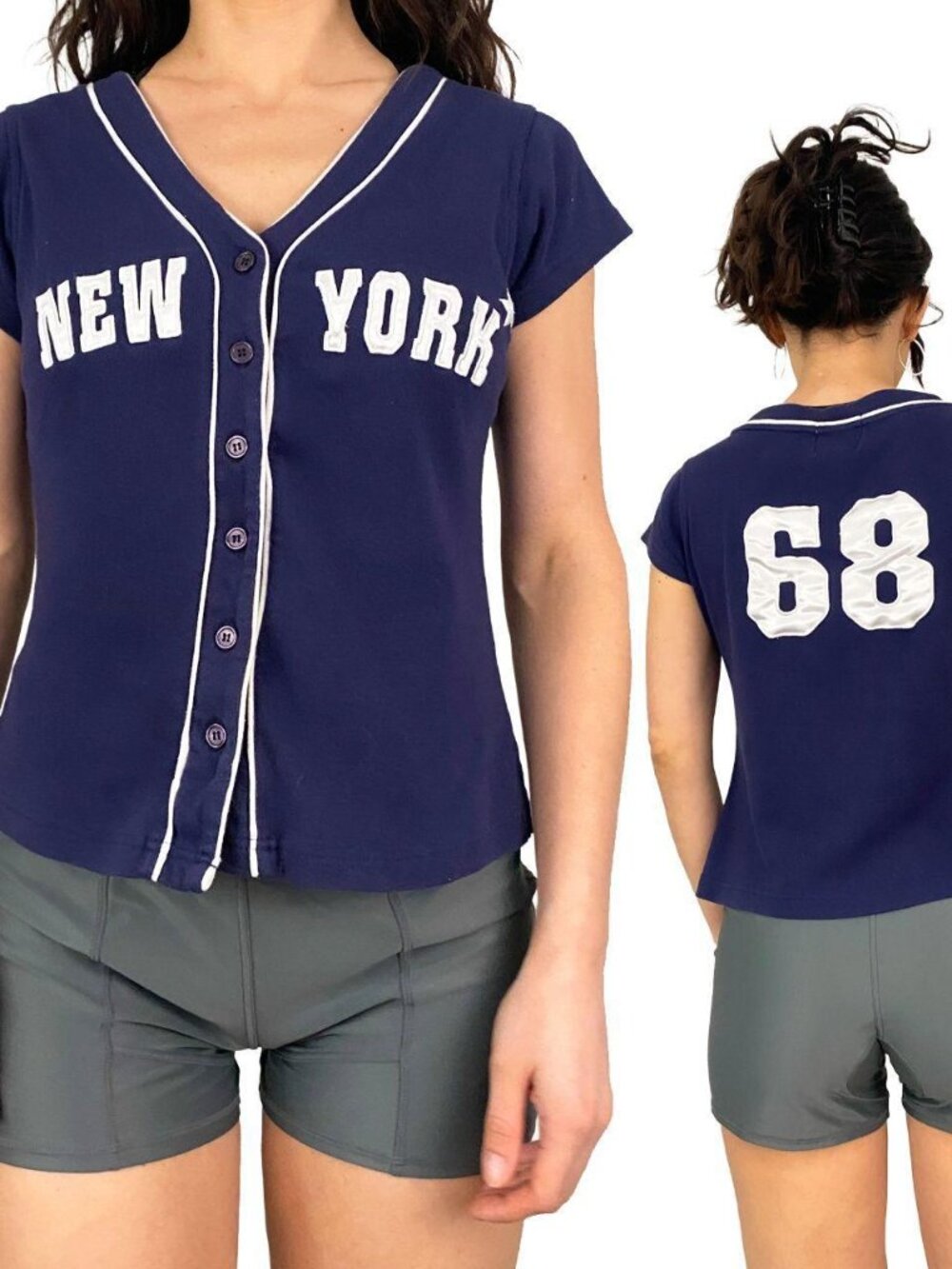 y2k Fashion Bug Sporty New York Baseball style jersey top